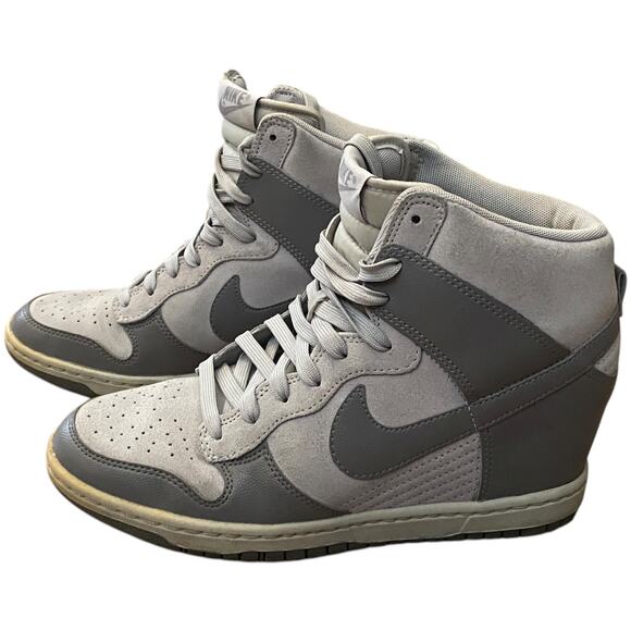 Nike Dunk Sky High Hi Hidden Wedge Suede Sneaker Women's US 8 Gray 528899-005 - Picture 2 of 12